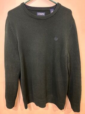 Chaps Mens Navy Blue Crewneck Sweater Size M Medium Knit Cotton Pullover Top